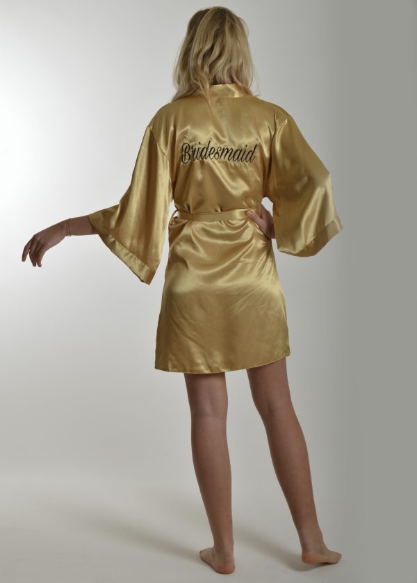 Bridesmaid Gold Robe | Custom Bridesmaid robes with embroidery