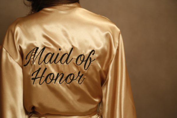 Embroidered Satin Maid Of Honor Robe | Custom Robe